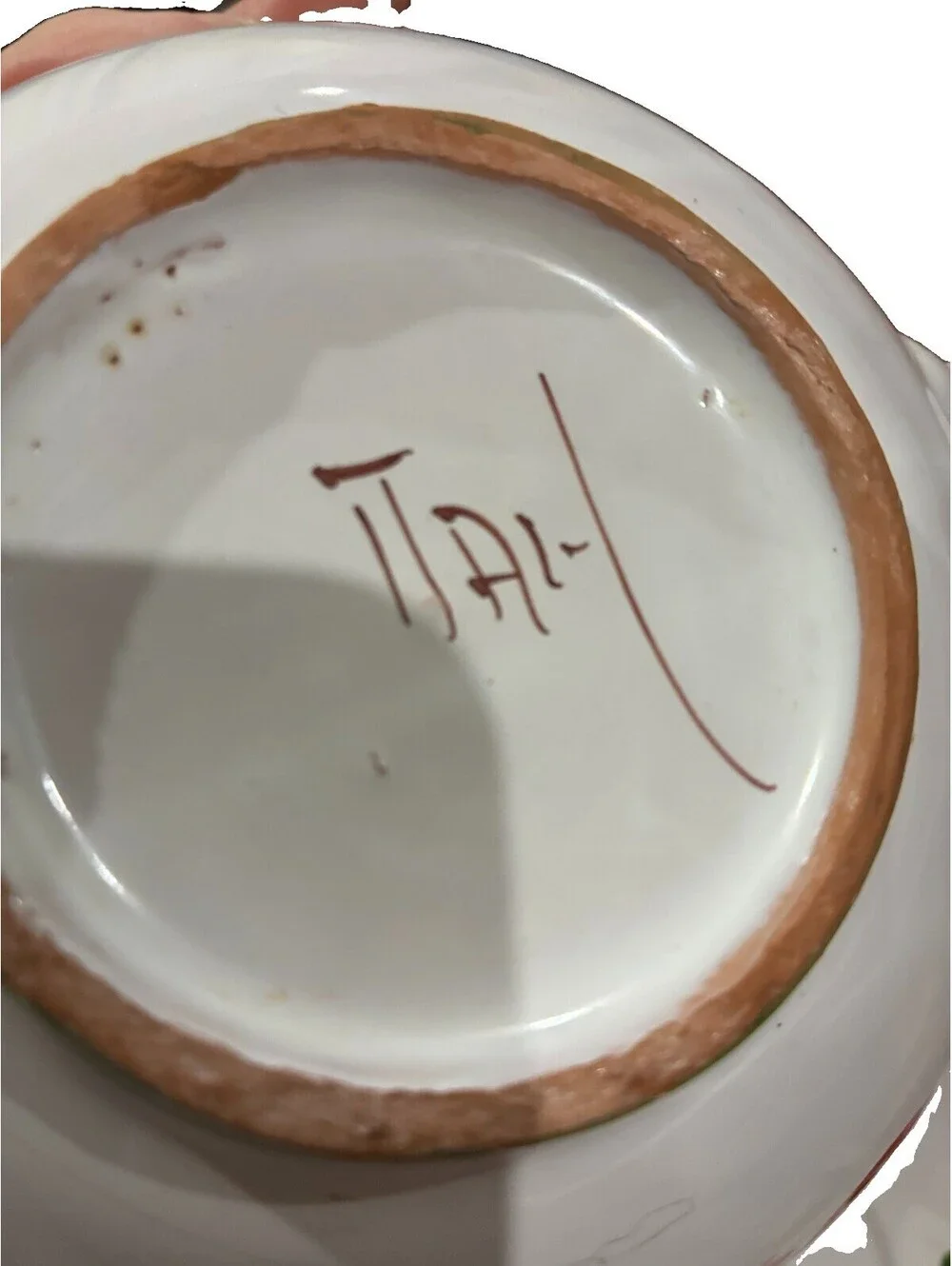 Vintage Italian Hand-Painted Ceramic Soup cup &Saucer set red/green